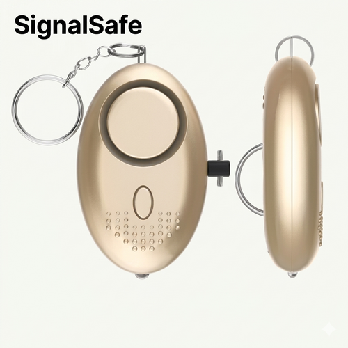 SignalSafe 130dB personal safety alarm in matte black — part of the 2-pack bundle