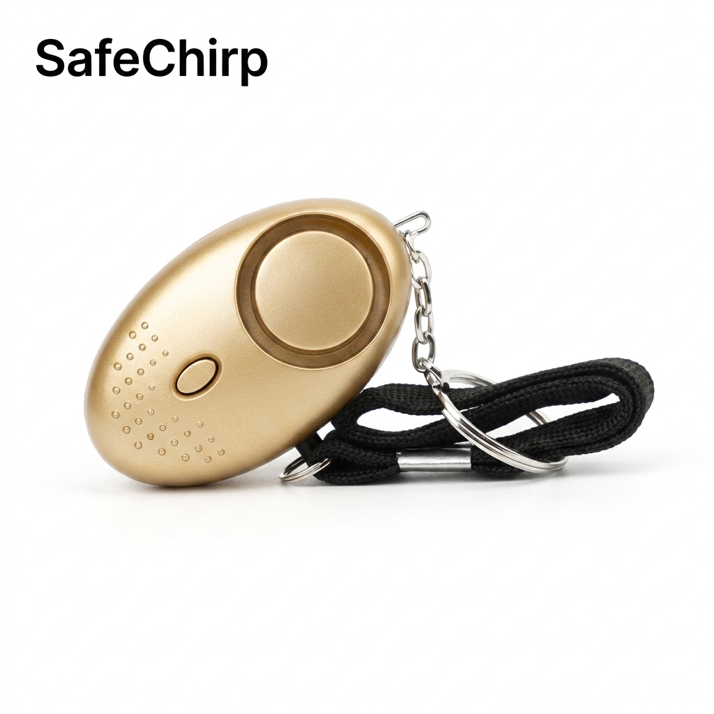 SafeChirp keychain personal alarm — 130dB siren for everyday carry