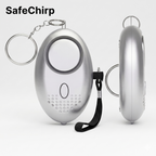 SafeChirp 130dB personal safety alarm — USB-C rechargeable keychain alarm with strobe